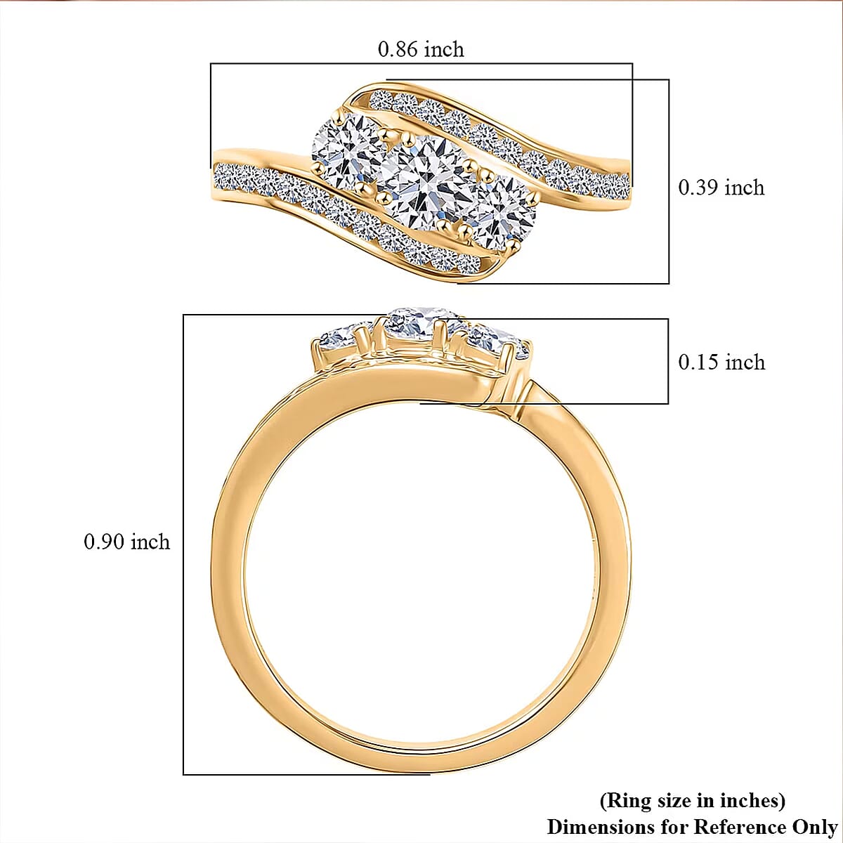 Luxuriant Lab Grown Diamond G-H SI 1.00 ctw Intercross Path Ring in 18K Vermeil Yellow Gold Over Sterling Silver (Size 8.0)  image number 6