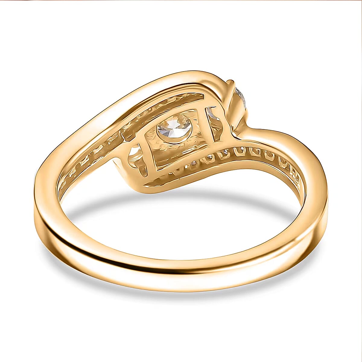 Luxuriant Lab Grown Diamond G-H SI 1.00 ctw Intercross Path Ring in 18K Vermeil Yellow Gold Over Sterling Silver (Size 9.0)  (Del. In 10-12 Days) image number 7