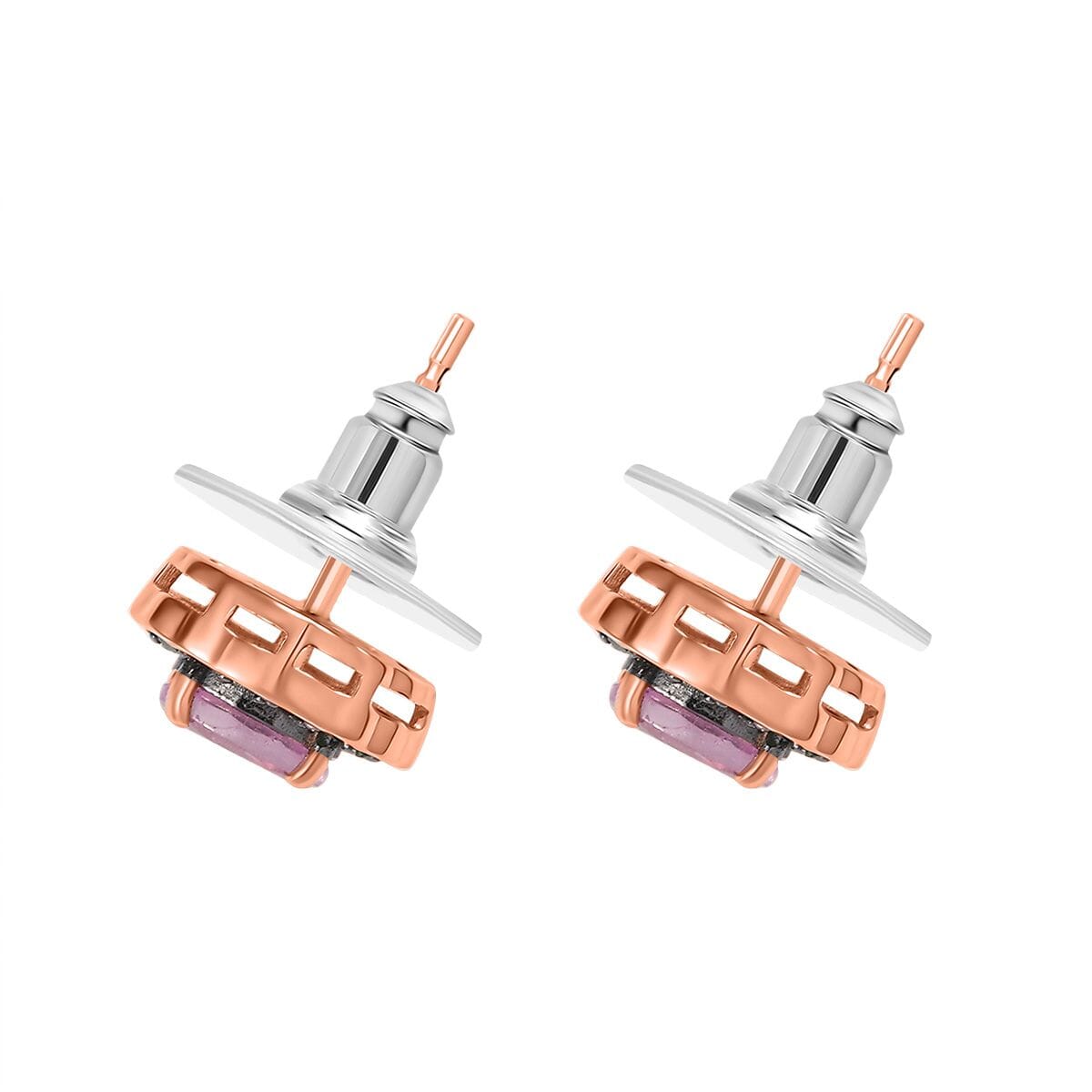 D'Joy Ilakaka Hot Pink Sapphire (FF) and Chrome Diopside 1.60 ctw Rosé Forest Earrings in 18K Vermeil Rose Gold Over Sterling Silver image number 3