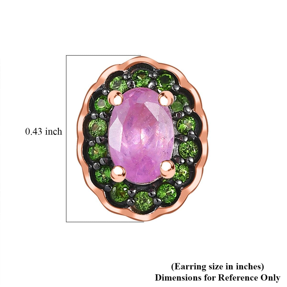 D'Joy Ilakaka Hot Pink Sapphire (FF) and Chrome Diopside 1.60 ctw Rosé Forest Earrings in 18K Vermeil Rose Gold Over Sterling Silver image number 4