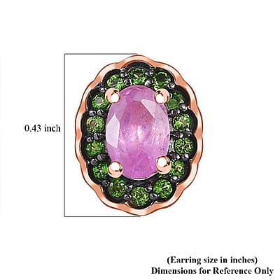 D'Joy Ilakaka Hot Pink Sapphire (FF) and Chrome Diopside 1.60 ctw Rosé Forest Earrings in 18K Vermeil Rose Gold Over Sterling Silver