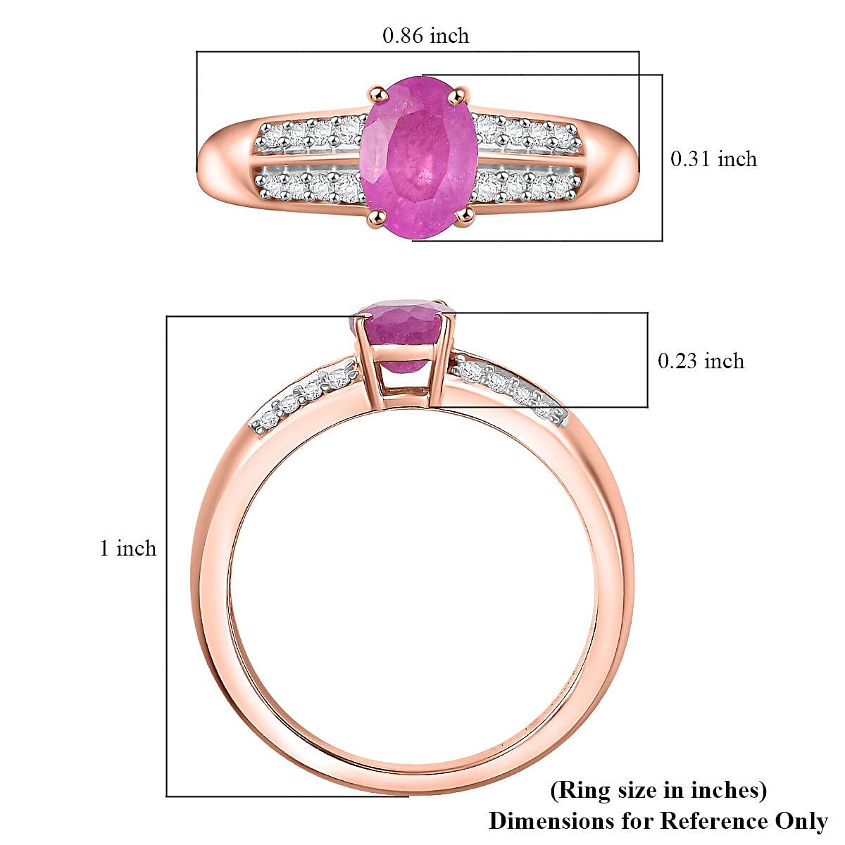 D'Joy Ilakaka Hot Pink Sapphire (FF) and Moissanite 1.30 ctw Glam Cascade Ring in 18K Vermeil Rose Gold Over Sterling Silver (Size 10.0)