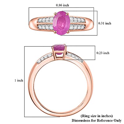 D'Joy Ilakaka Hot Pink Sapphire (FF) and Moissanite 1.30 ctw Glam Cascade Ring in 18K Vermeil Rose Gold Over Sterling Silver (Size 10.0)