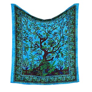 Multi Color Cotton Tree Screen Printed Tie Dye Tapestry Wall Hanging