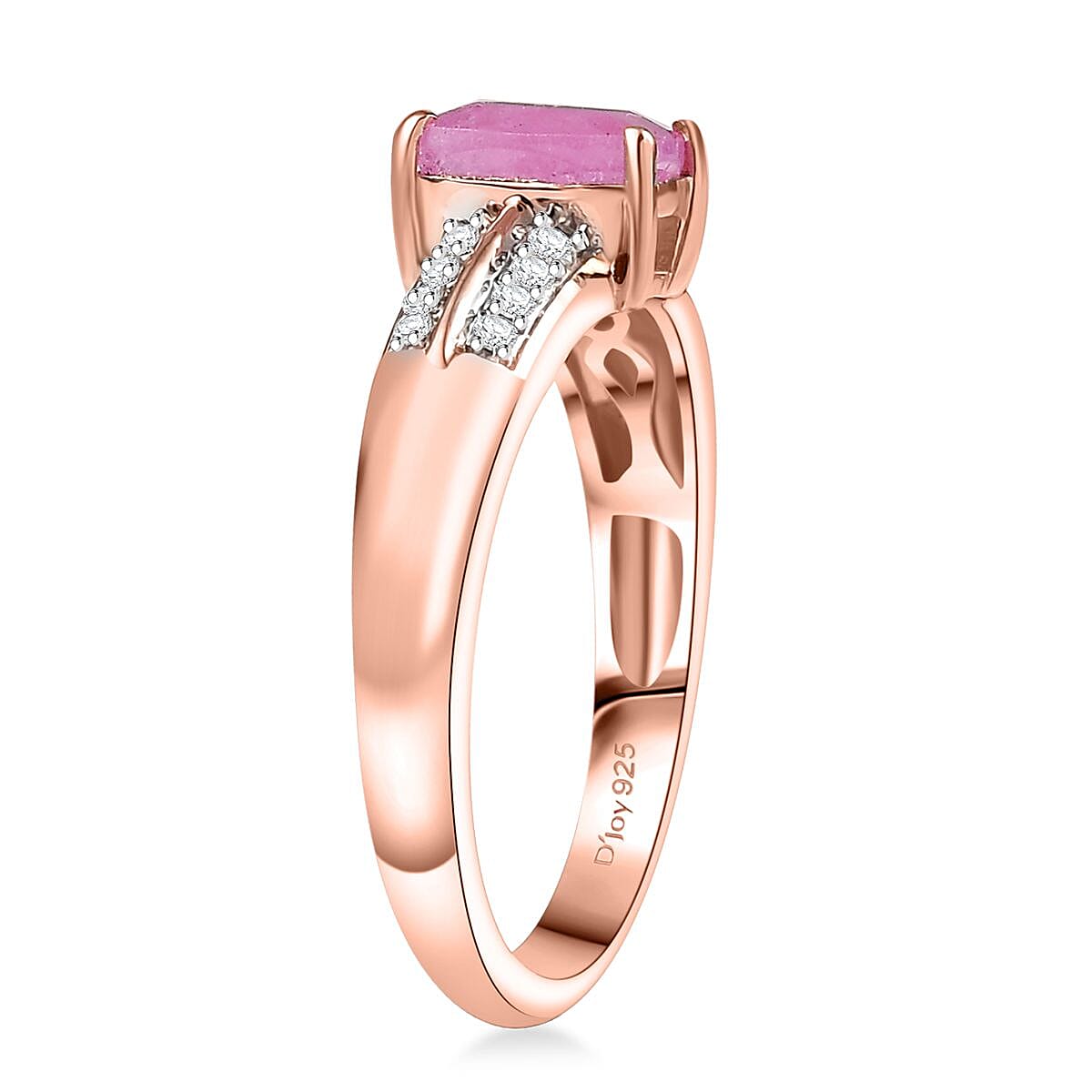 D'Joy Ilakaka Hot Pink Sapphire (FF) and Moissanite 1.50 ctw Glam Cascade Ring in 18K Vermeil Rose Gold Over Sterling Silver (Size 7.0) image number 3