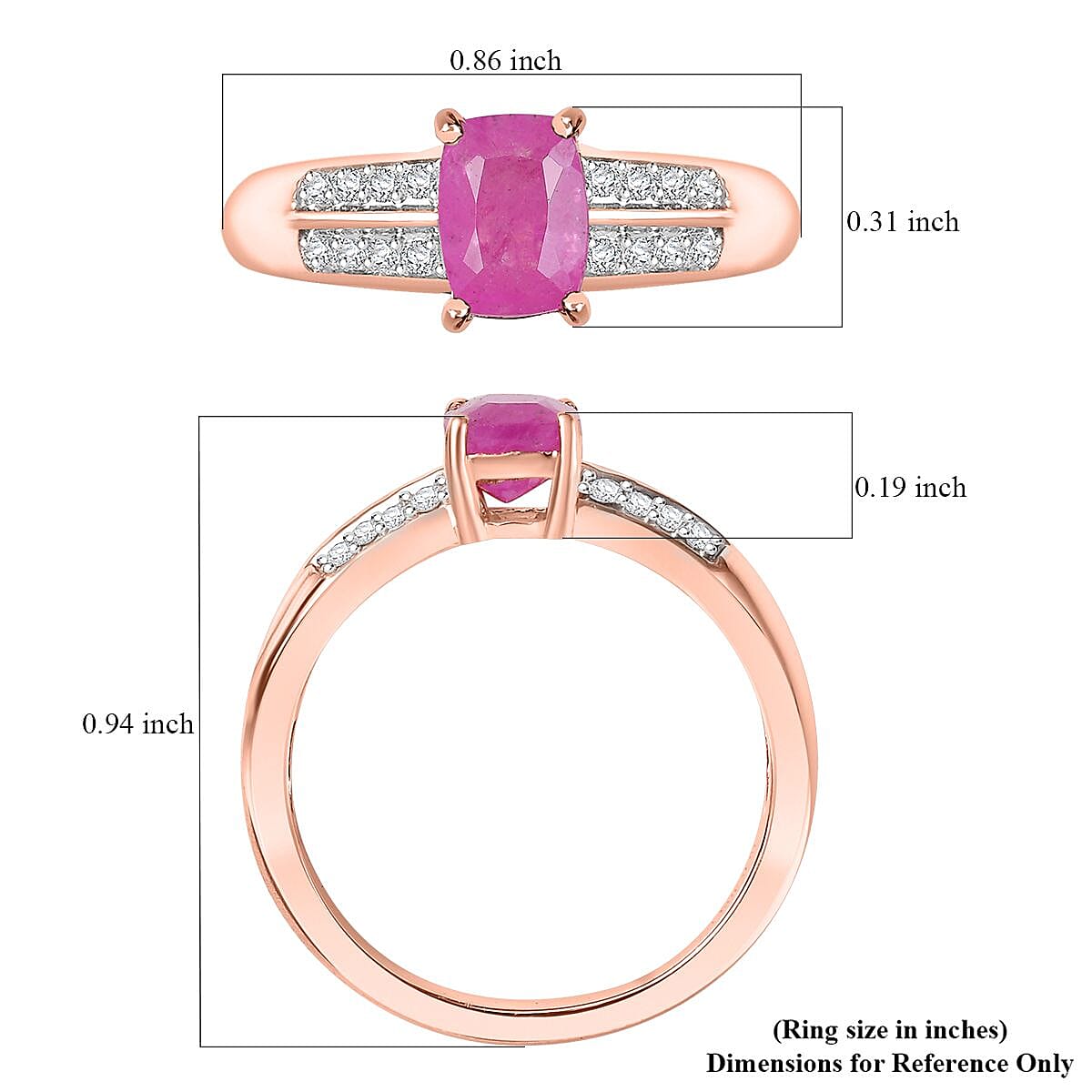 D'Joy Ilakaka Hot Pink Sapphire (FF) and Moissanite 1.50 ctw Glam Cascade Ring in 18K Vermeil Rose Gold Over Sterling Silver (Size 8.0) image number 5
