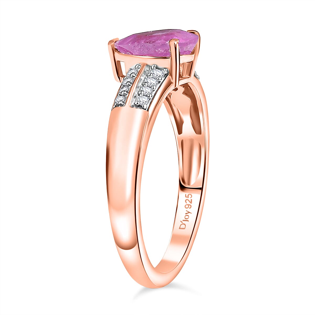 D'Joy Ilakaka Hot Pink Sapphire (FF) and Moissanite 1.75 ctw Glam Cascade Ring in 18K Vermeil Rose Gold Over Sterling Silver (Size 6.0) image number 3