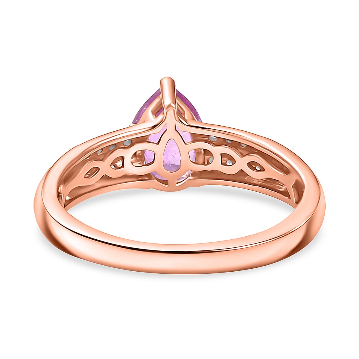 D'Joy Ilakaka Hot Pink Sapphire (FF) and Moissanite 1.75 ctw Glam Cascade Ring in 18K Vermeil Rose Gold Over Sterling Silver (Size 6.0) image number 4