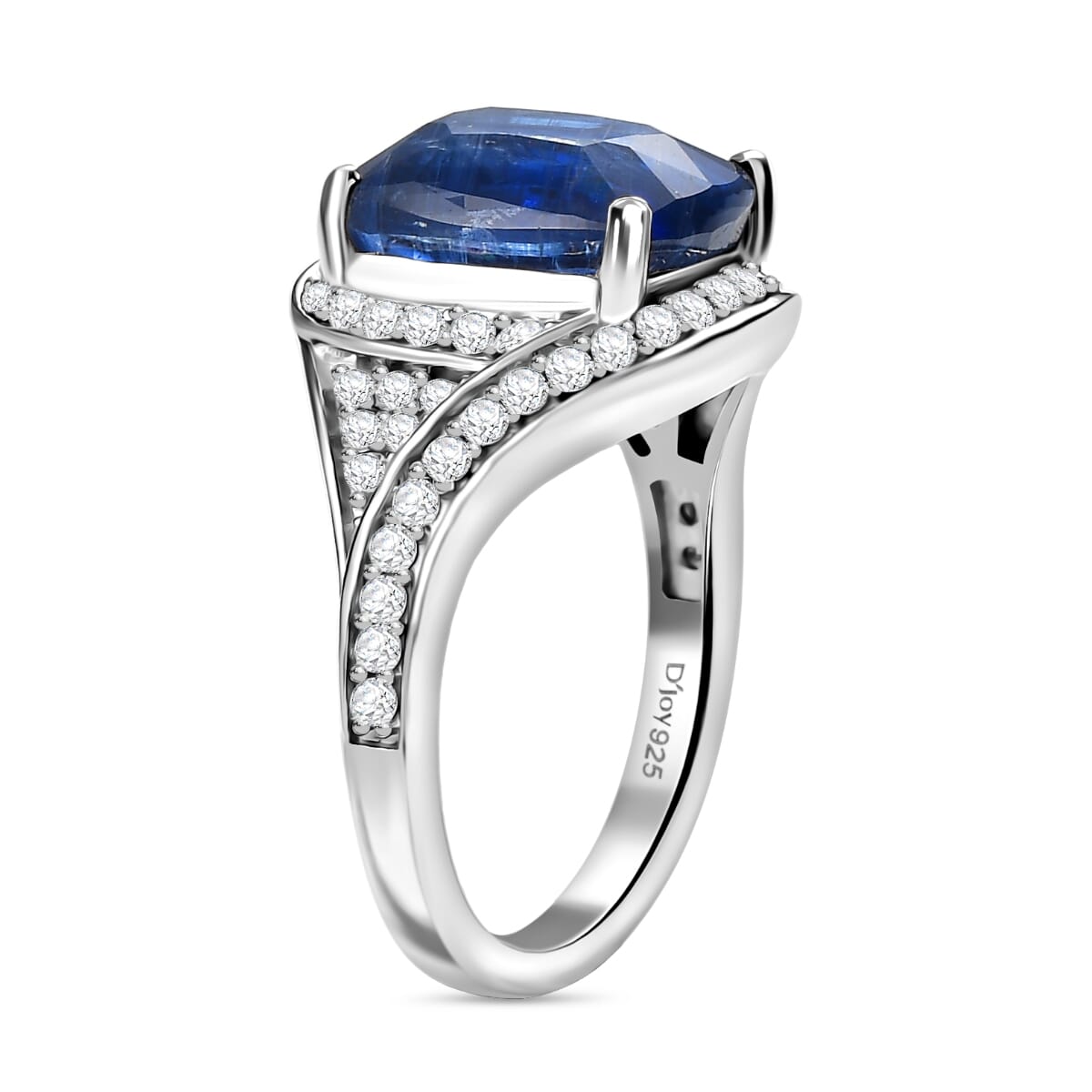D'Joy Premium Kashmir Kyanite and Moissanite 5.90 ctw Moonlit Majesty Ring in Rhodium Over Sterling Silver (Size 10.0)  image number 3