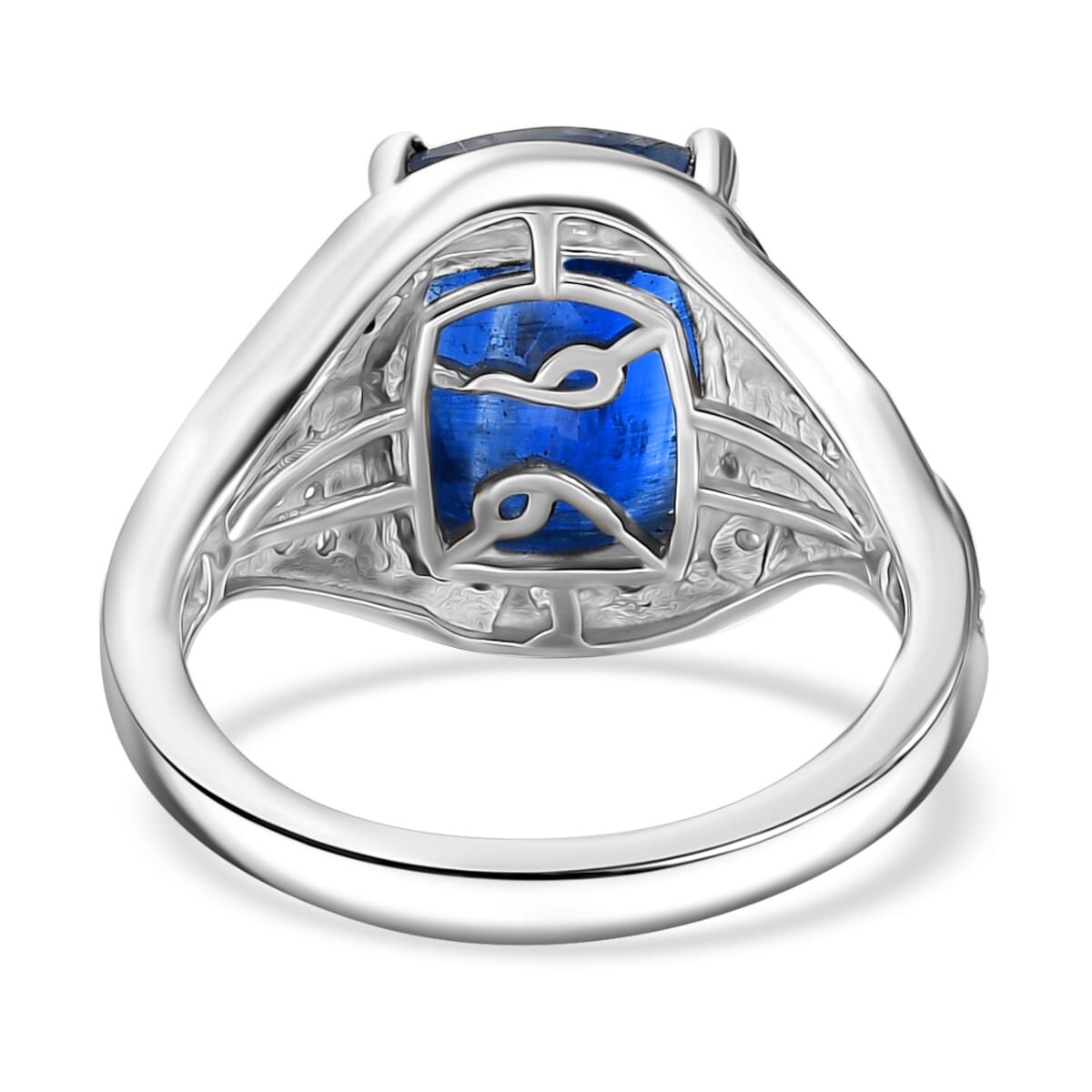 D'Joy Kashmir Kyanite and Moissanite 5.90 ctw Moonlit Majesty Ring in Rhodium Over Sterling Silver (Size 7.0) image number 4
