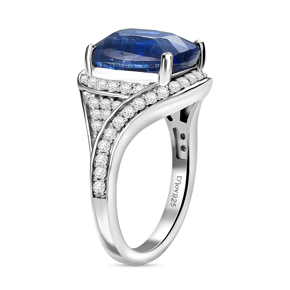 D'Joy Premium Kashmir Kyanite and Moissanite 5.90 ctw Moonlit Majesty Ring in Rhodium Over Sterling Silver (Size 9.0)  image number 3