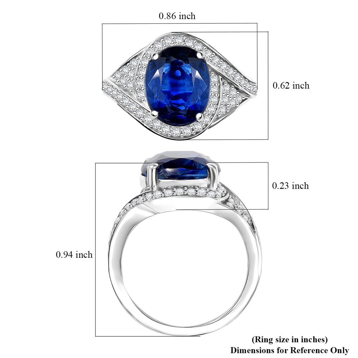 D'Joy Premium Kashmir Kyanite and Moissanite 5.00 ctw Moonlit Majesty Ring in Rhodium Over Sterling Silver (Size 10.0) image number 5