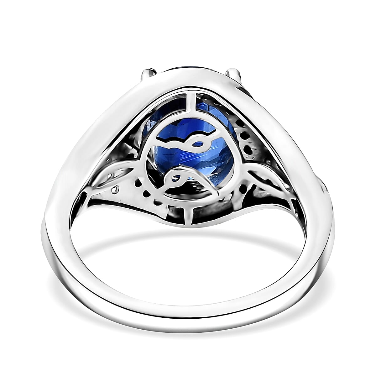 D'Joy Premium Kashmir Kyanite and Moissanite 5.00 ctw Moonlit Majesty Ring in Rhodium Over Sterling Silver (Size 6.0) image number 4