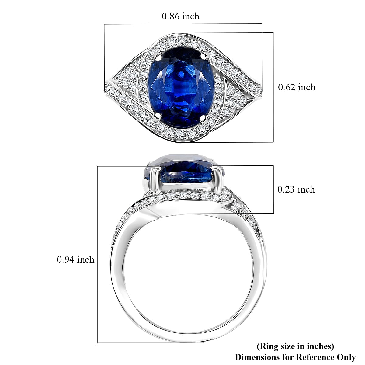 D'Joy Premium Kashmir Kyanite and Moissanite 5.00 ctw Moonlit Majesty Ring in Rhodium Over Sterling Silver (Size 6.0) image number 5