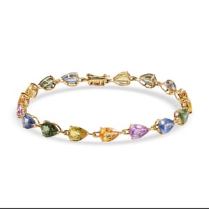 Luxoro AAA Multi Sapphire 15.00 ctw Garden of Light Bracelet in 10K Yellow Gold (7.25 In)