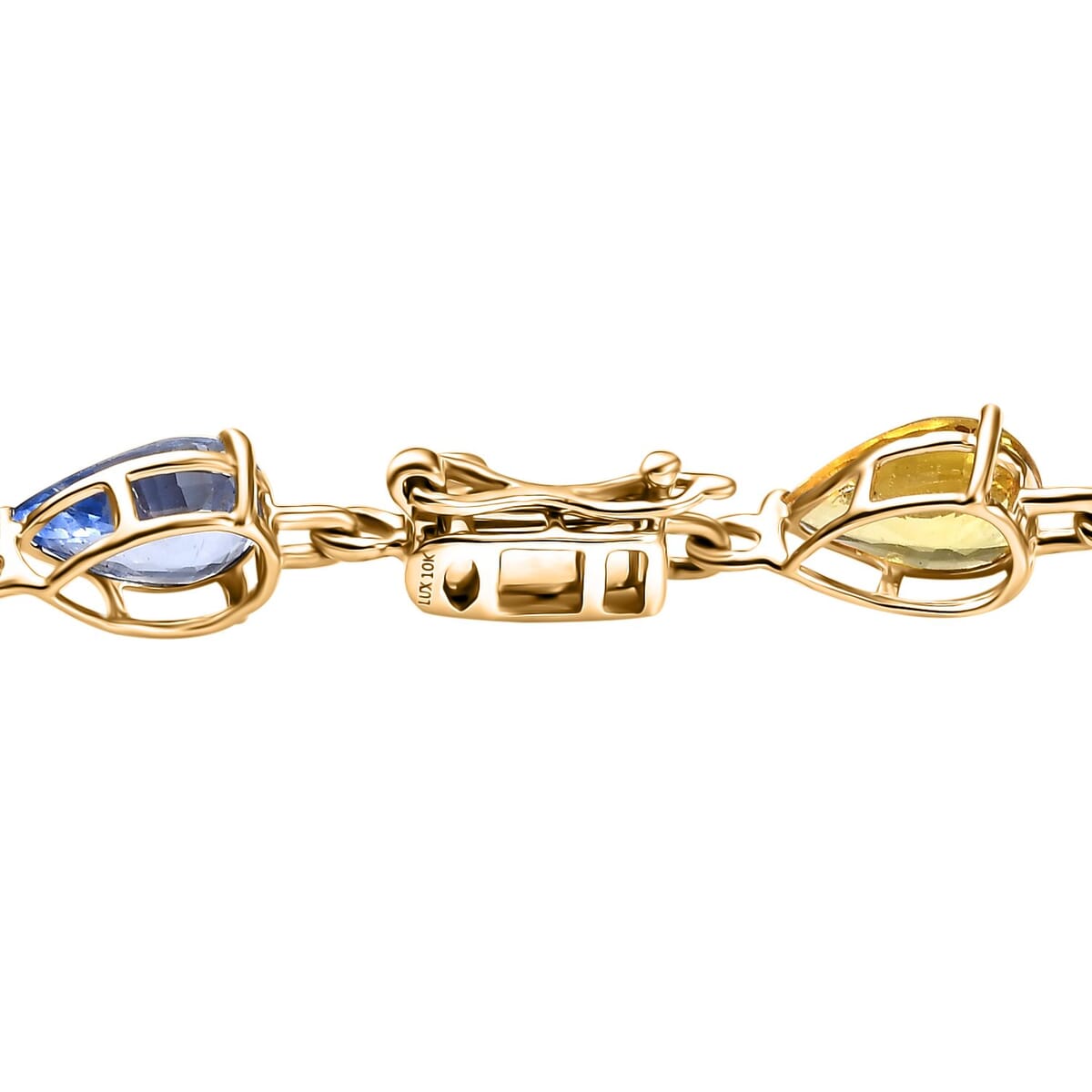 Luxoro AAA Multi Sapphire 15.00 ctw Garden of Light Bracelet in 10K Yellow Gold (7.25 In) image number 3