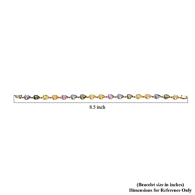 Luxoro AAA Multi Sapphire 13.00 ctw Garden of Light Bracelet in 10K Yellow Gold (7.25 In)