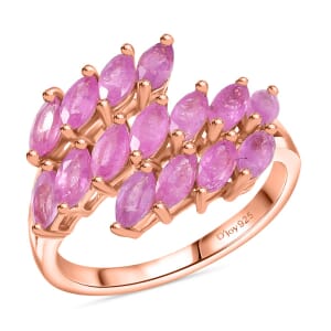 D'Joy Ilakaka Hot Pink Sapphire 3.80 ctw Dancing Pink Sonata Ring in 18K Vermeil Rose Gold Over Sterling Silver (Size 10.0)