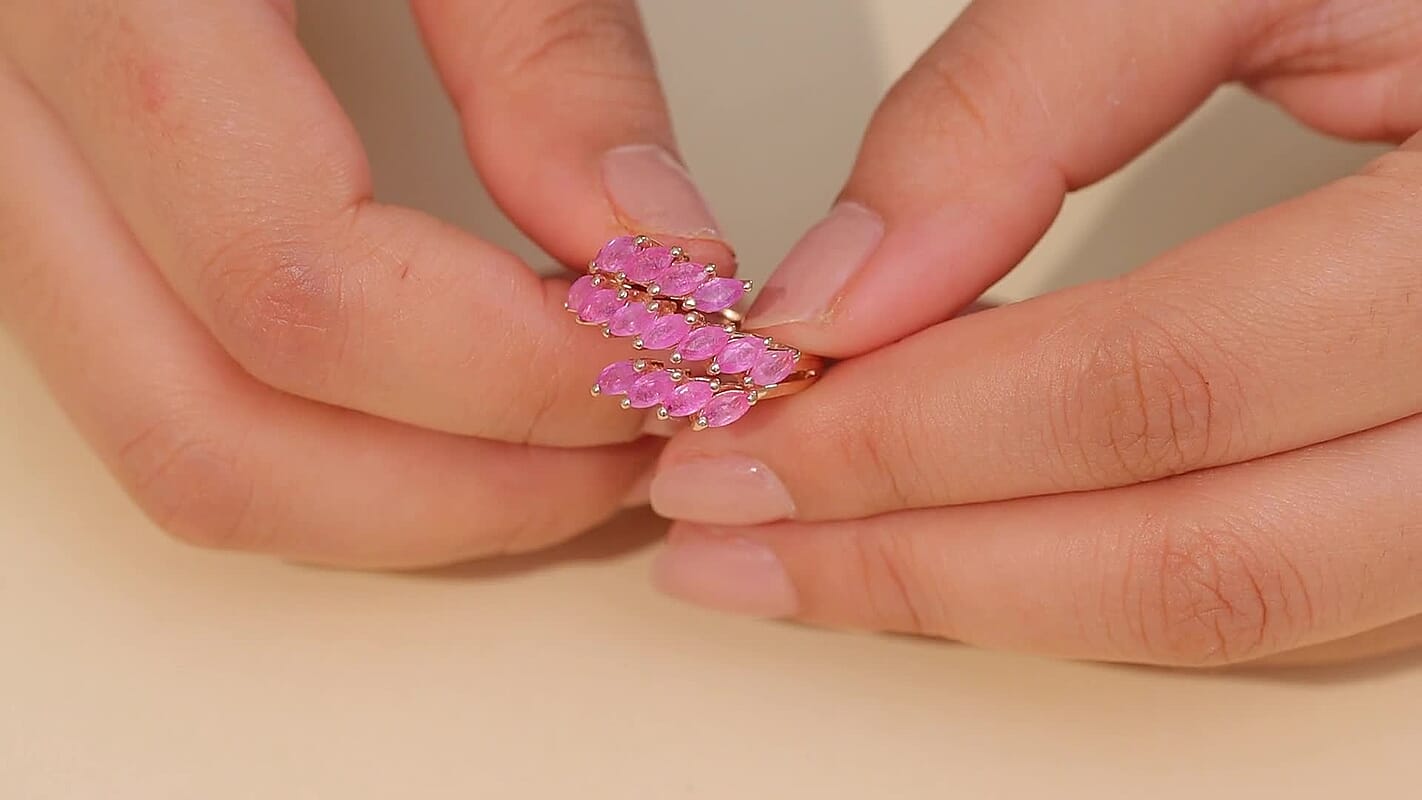 D'Joy Ilakaka Hot Pink Sapphire 3.80 ctw Pink Sonata Ring in 18K Vermeil Rose Gold Over Sterling Silver (Size 10.0)