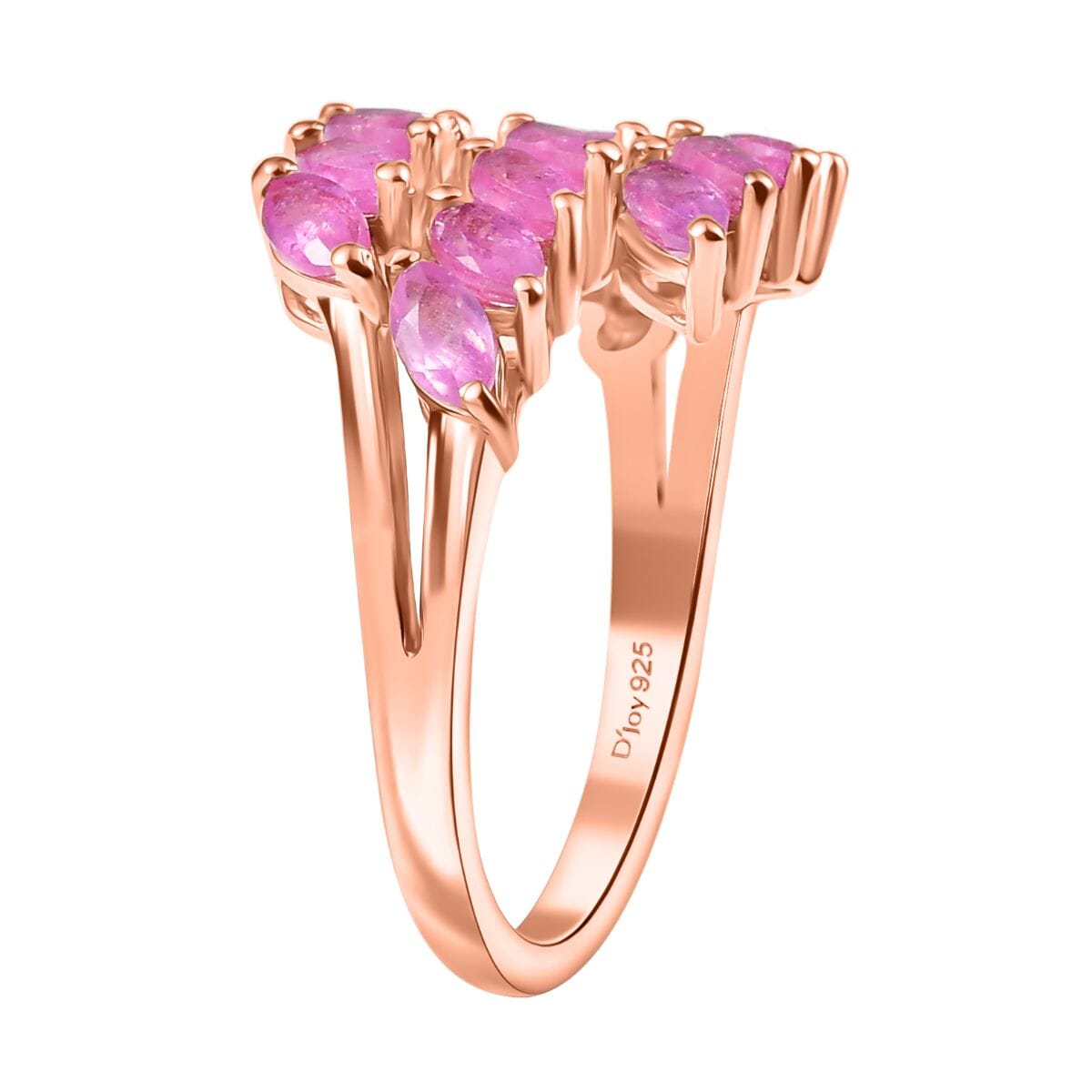D'Joy Ilakaka Hot Pink Sapphire 3.80 ctw Dancing Pink Sonata Ring in 18K Vermeil Rose Gold Over Sterling Silver (Size 10.0) image number 3