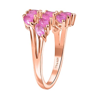 D'Joy Ilakaka Hot Pink Sapphire 3.80 ctw Dancing Pink Sonata Ring in 18K Vermeil Rose Gold Over Sterling Silver (Size 10.0)