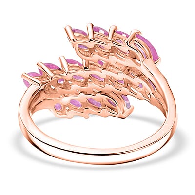 D'Joy Ilakaka Hot Pink Sapphire 3.80 ctw Dancing Pink Sonata Ring in 18K Vermeil Rose Gold Over Sterling Silver (Size 10.0)