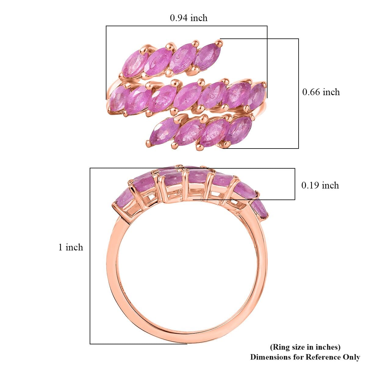 D'Joy Ilakaka Hot Pink Sapphire 3.80 ctw Dancing Pink Sonata Ring in 18K Vermeil Rose Gold Over Sterling Silver (Size 10.0) image number 5