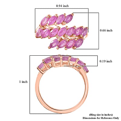 D'Joy Ilakaka Hot Pink Sapphire 3.80 ctw Dancing Pink Sonata Ring in 18K Vermeil Rose Gold Over Sterling Silver (Size 10.0)