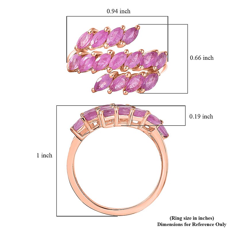 D'Joy Ilakaka Hot Pink Sapphire 3.80 ctw Dancing Pink Sonata Ring in 18K Vermeil Rose Gold Over Sterling Silver (Size 10.0)