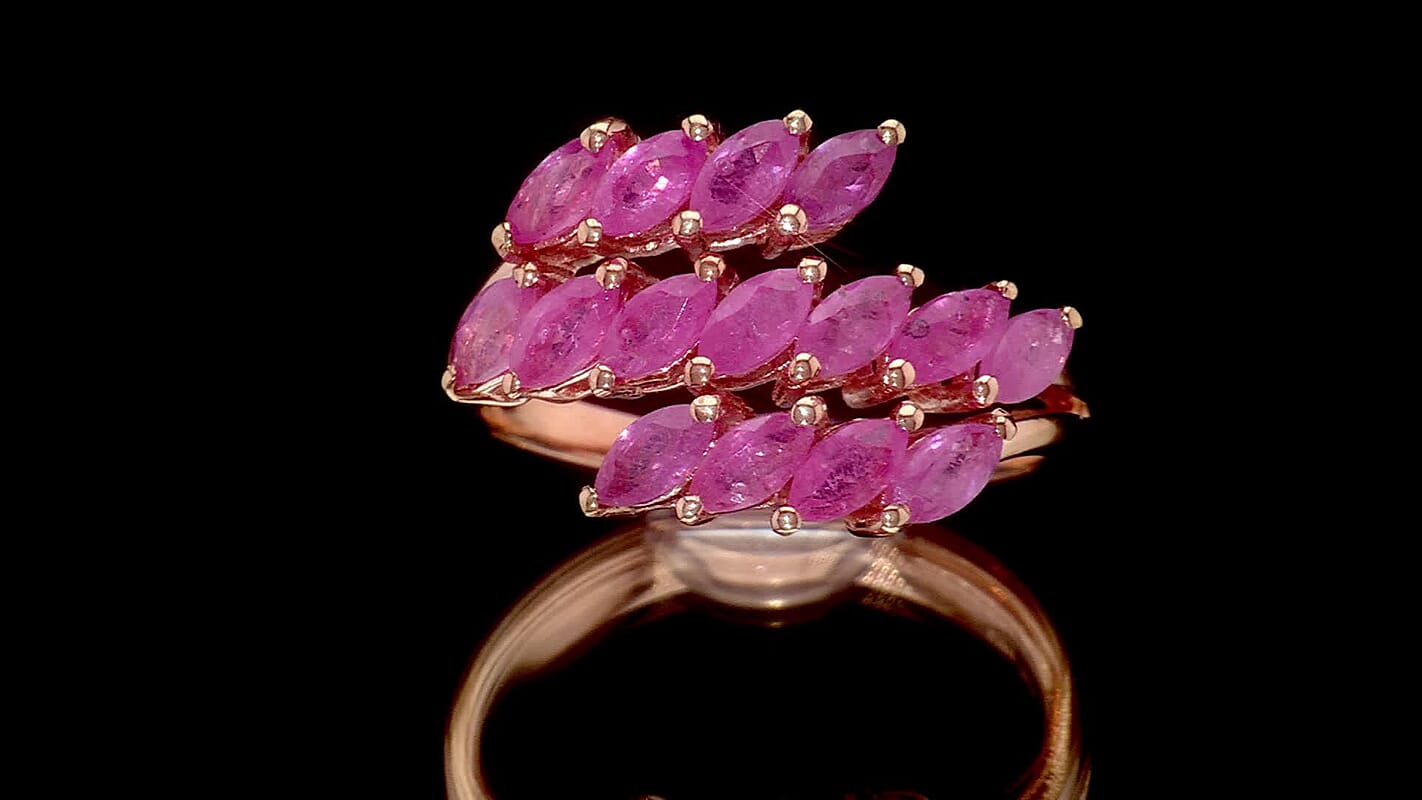 D'Joy Ilakaka Hot Pink Sapphire 3.80 ctw Pink Sonata Ring in 18K Vermeil Rose Gold Over Sterling Silver (Size 10.0)
