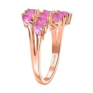 D'Joy Ilakaka Hot Pink Sapphire 3.80 ctw Dancing Pink Sonata Ring in 18K Vermeil Rose Gold Over Sterling Silver (Size 8.0)