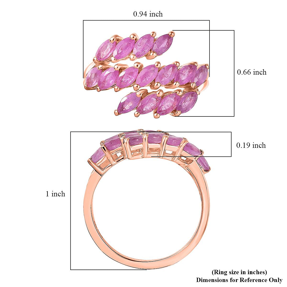 D'Joy Ilakaka Hot Pink Sapphire 3.80 ctw Dancing Pink Sonata Ring in 18K Vermeil Rose Gold Over Sterling Silver (Size 8.0)