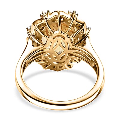 D'Joy Yellow Labradorite and White Zircon 5.50 ctw Sunfire Majesty Ring in 18K Vermeil Yellow Gold Over Sterling Silver (Size 10.0)