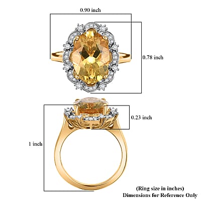 D'Joy Yellow Labradorite and White Zircon 5.50 ctw Sunfire Majesty Ring in 18K Vermeil Yellow Gold Over Sterling Silver (Size 10.0)