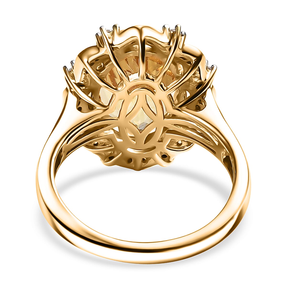 D'Joy Yellow Labradorite and White Zircon 5.50 ctw Sunfire Majesty Ring in 18K Vermeil Yellow Gold Over Sterling Silver (Size 9.0) image number 4