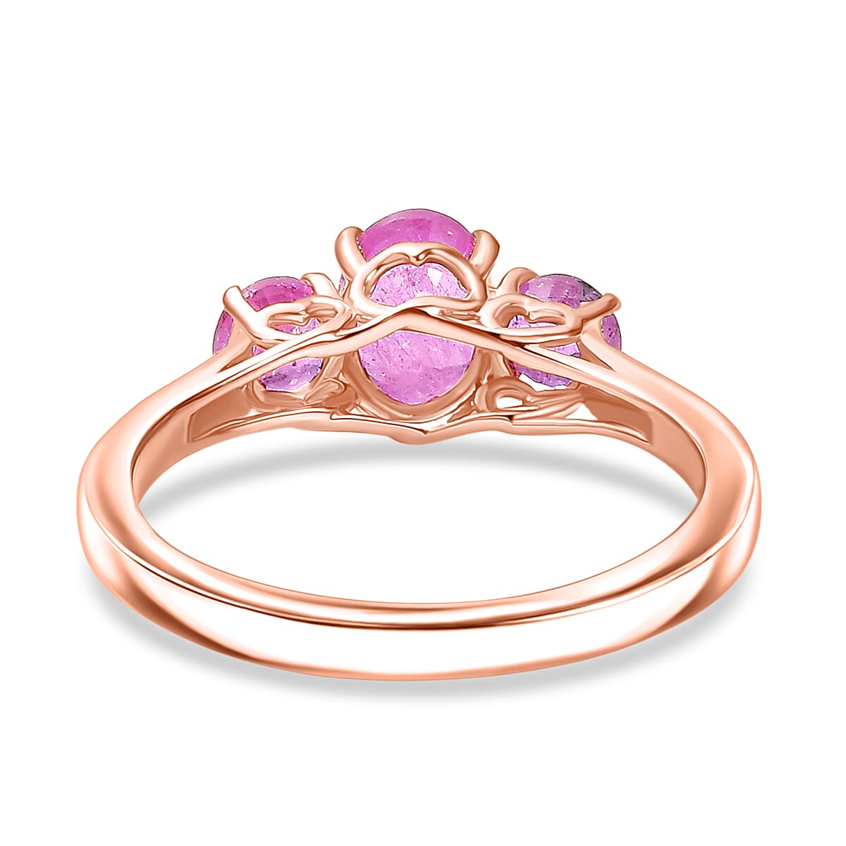D'Joy Ilakaka Hot Pink Sapphire (FF) 1.90 ctw Love Trio Ring in 18K Vermeil Rose Gold Over Sterling Silver (Size 10.0) 