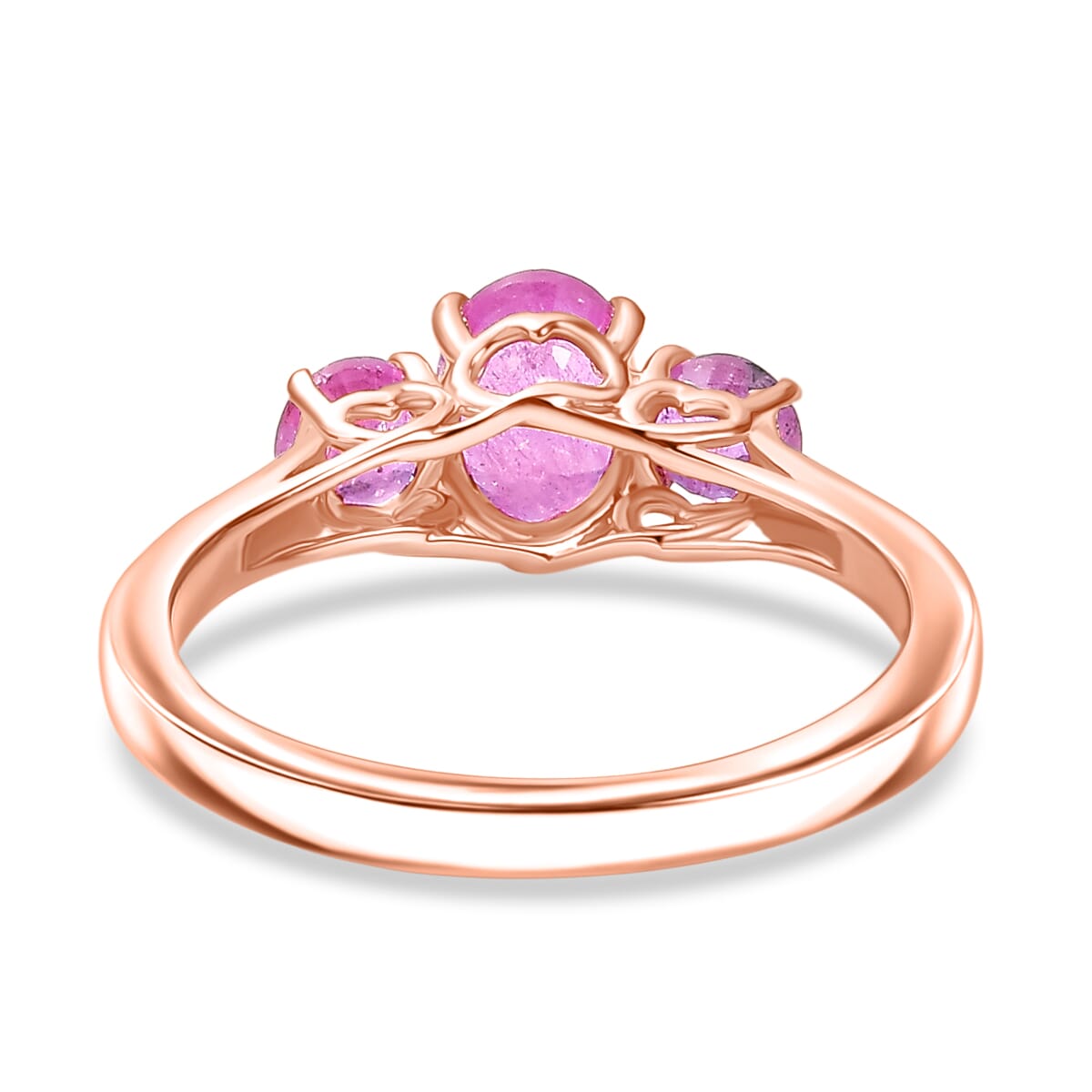 D'Joy Ilakaka Hot Pink Sapphire (FF) 1.90 ctw Love Trio Ring in 18K Vermeil Rose Gold Over Sterling Silver (Size 10.0)  image number 4