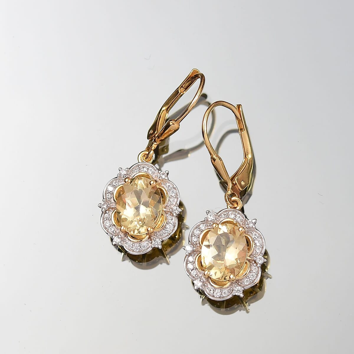 D’joy Yellow Labradorite and White Zircon 3.50 ctw Sunfire Majesty Earrings in 18K Vermeil Yellow Gold Over Sterling Silver image number 1
