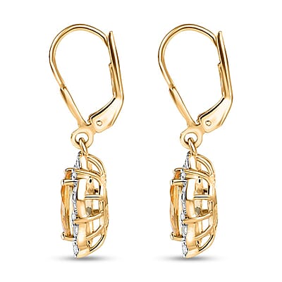 D'Joy Yellow Labradorite and White Zircon 3.50 ctw Sunfire Majesty Earrings in 18K Vermeil Yellow Gold Over Sterling Silver