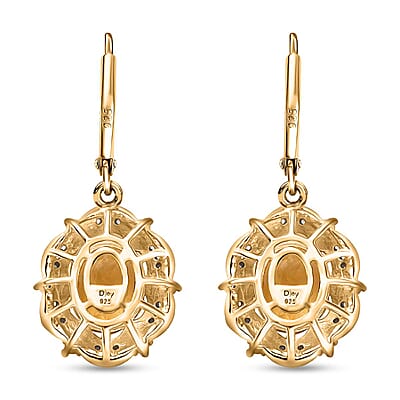 D'Joy Yellow Labradorite and White Zircon 3.50 ctw Sunfire Majesty Earrings in 18K Vermeil Yellow Gold Over Sterling Silver