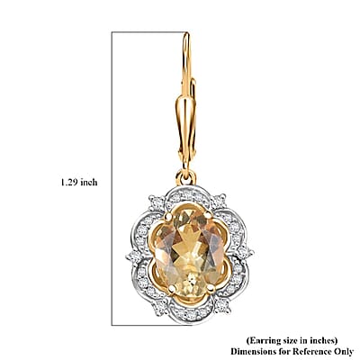 D'Joy Yellow Labradorite and White Zircon 3.50 ctw Sunfire Majesty Earrings in 18K Vermeil Yellow Gold Over Sterling Silver