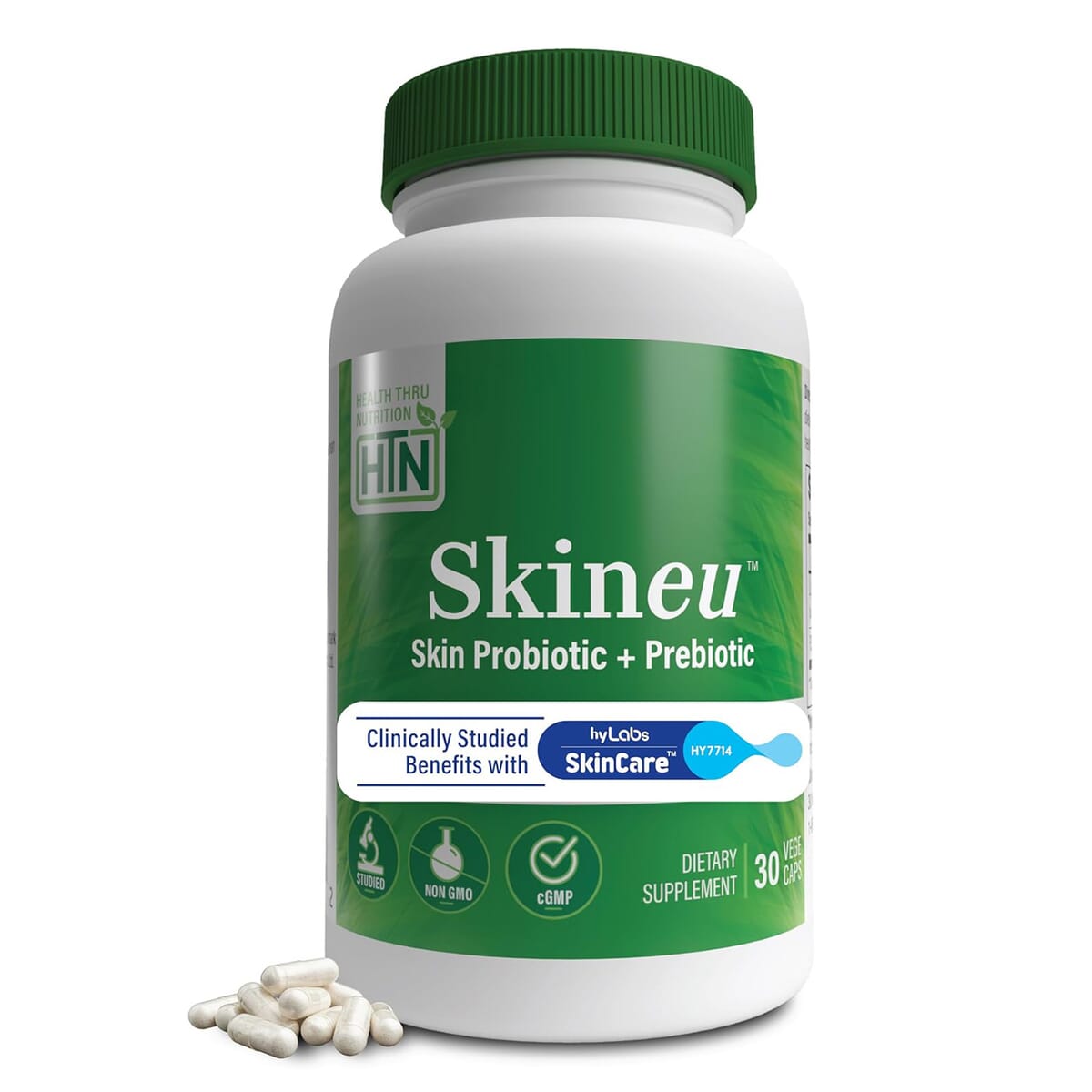Health Thru Nutrition Skineu™ Skin Probiotic and Prebiotic (30 Vegecaps) image number 0