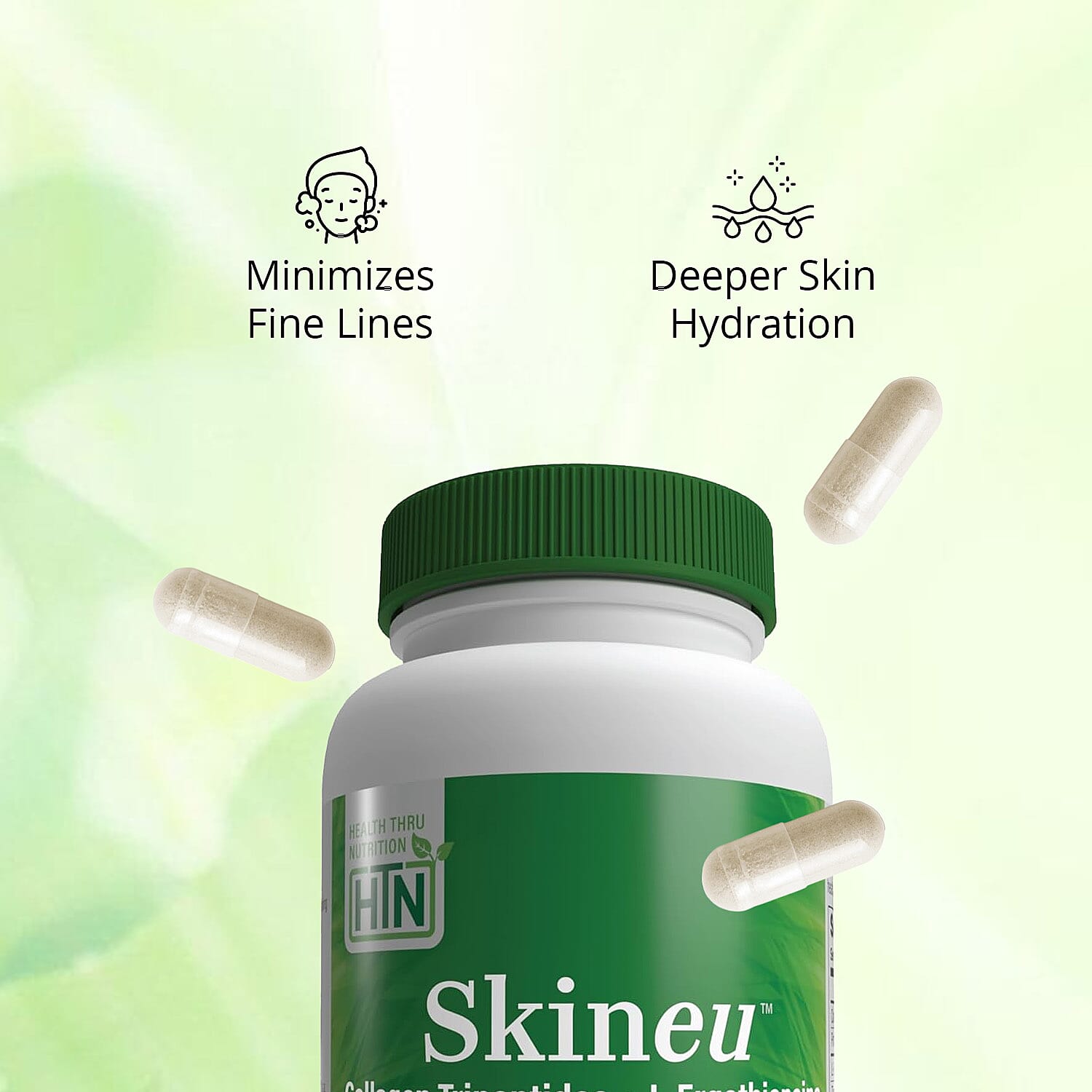 Health Thru Nutrition Skineu™ Collagen Tripeptide and EGT L-Ergothioneine (60 Vegecaps)