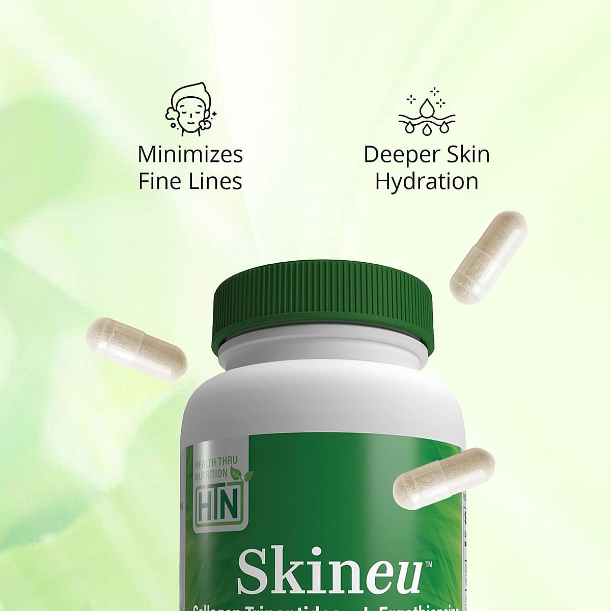 Health Thru Nutrition Skineu™ Collagen Tripeptide and EGT L-Ergothioneine (60 Vegecaps) image number 4