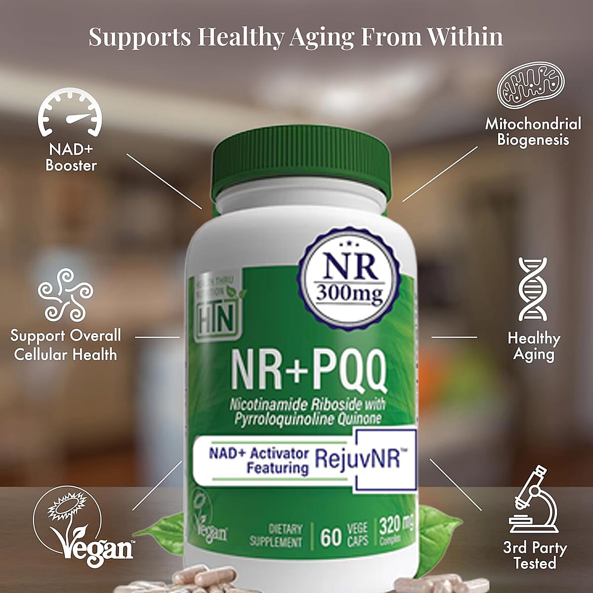 Health Thru Nutrition NR with PQQ NAD and Activator (60 Vegecaps) image number 3