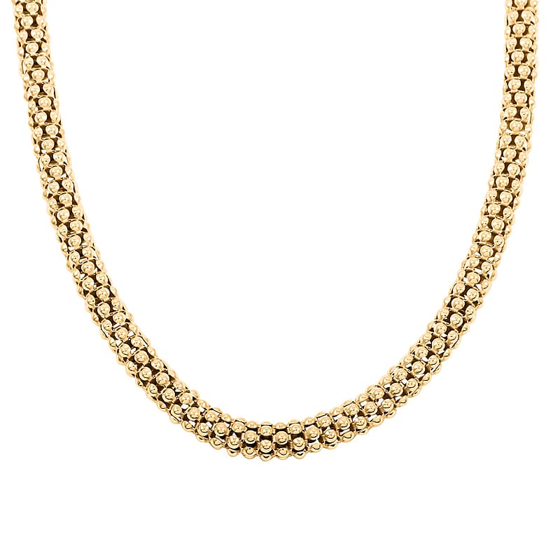 La Bella Italian Popcorn Chain Necklace in 14K Yellow Gold Over Sterling Silver 22.38 Grams 20-22 Inches