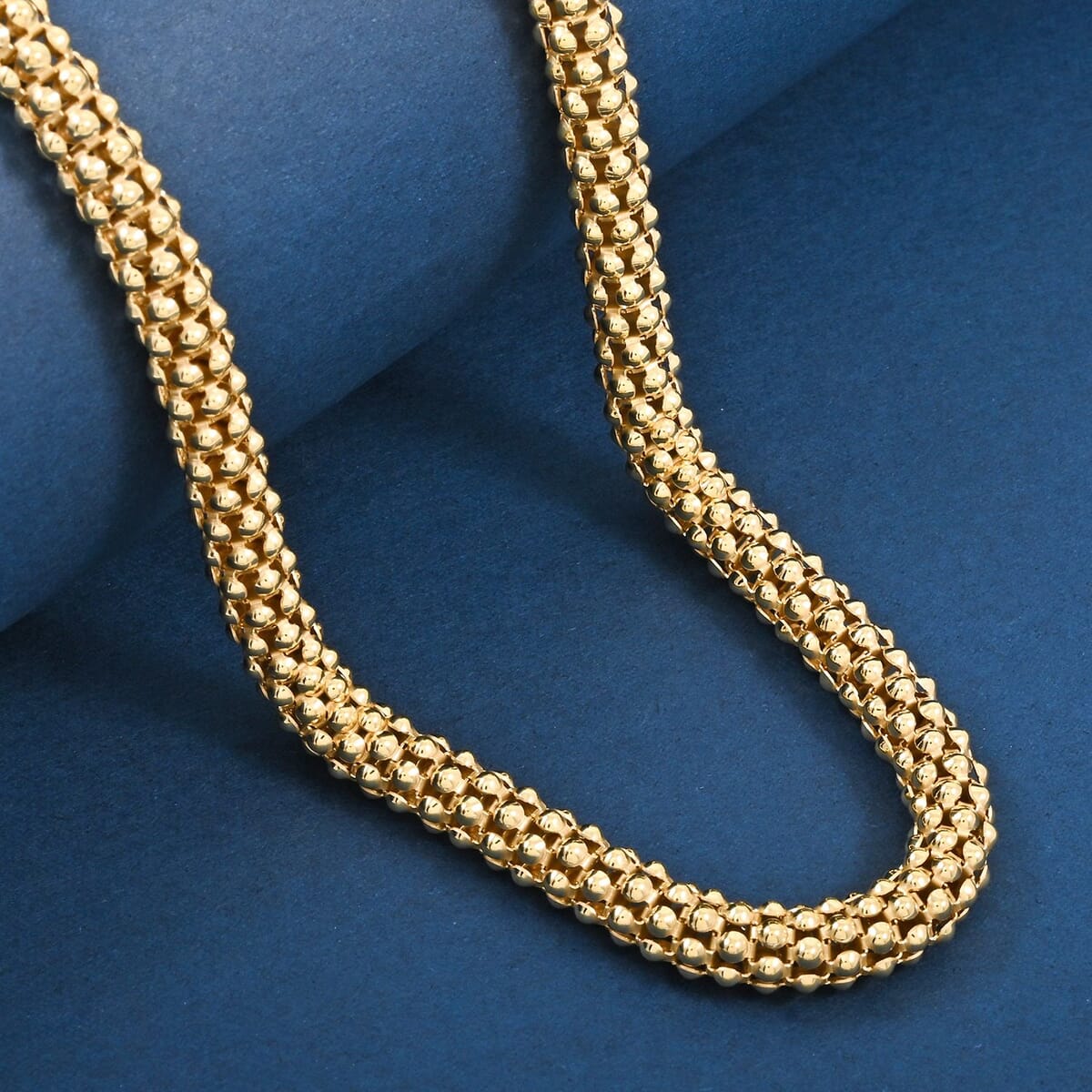 Italian La Bella Popcorn Chain Necklace in 14K Yellow Gold Over Sterling Silver (20 Inches) 22.38 Grams image number 1