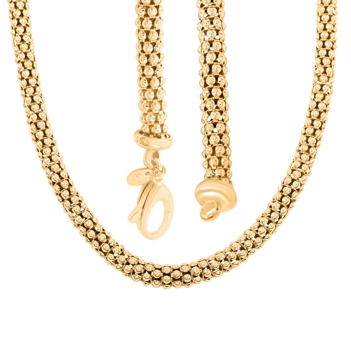 Italian La Bella Popcorn Chain Necklace in 14K Yellow Gold Over Sterling Silver (20 Inches) 22.38 Grams image number 2