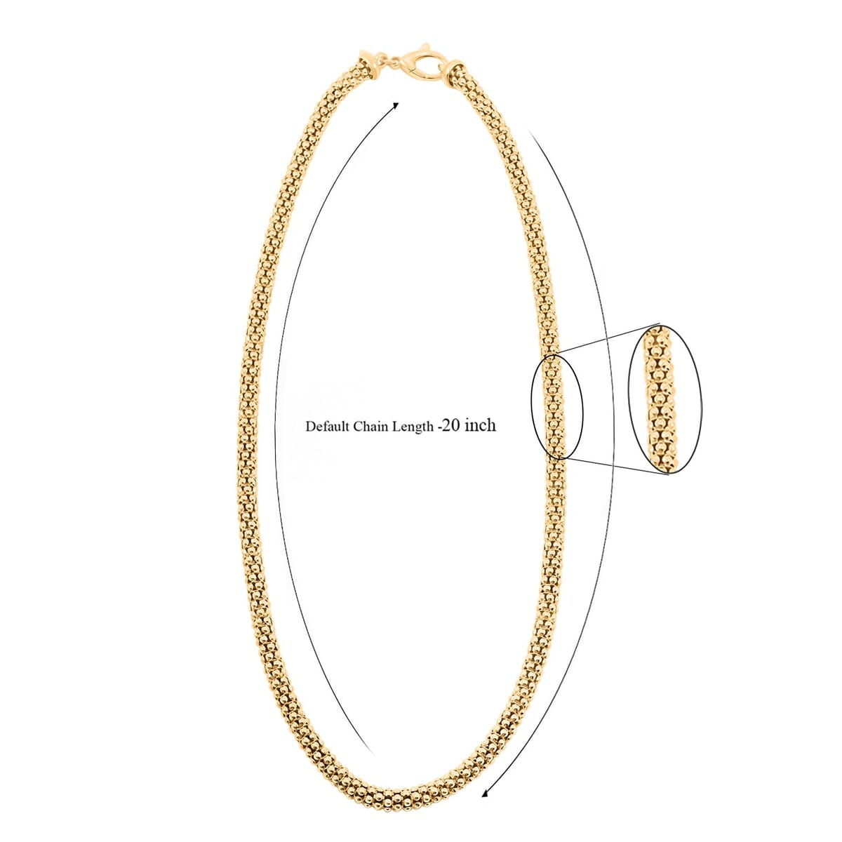Italian La Bella Popcorn Chain Necklace in 14K Yellow Gold Over Sterling Silver (20 Inches) 22.38 Grams image number 4