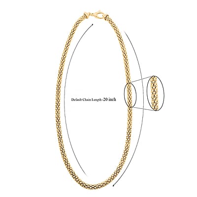 La Bella Italian Popcorn Chain Necklace in 14K Yellow Gold Over Sterling Silver 22.38 Grams 20-22 Inches